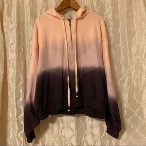 Young Fabulous & Broke Half Zip Hoodie Ombre Dip Dye Tie Dye Cropped Pink YFB
